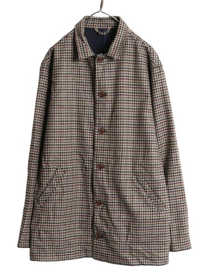イギリス製 PERCIVAL ステンカラー ハーフ コート メンズ XL / 古着 ガンクラブ チェック ウール 混 ジャケット マルチカラー 大きいサイズ