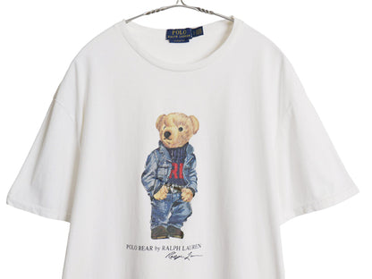 ポロベア ポロ ラルフローレン プリント 半袖 Tシャツ メンズ レディース L キャラクター コットン カットソー シングルステッチ ホワイト