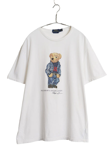 ポロベア ポロ ラルフローレン プリント 半袖 Tシャツ メンズ レディース L キャラクター コットン カットソー シングルステッチ ホワイト