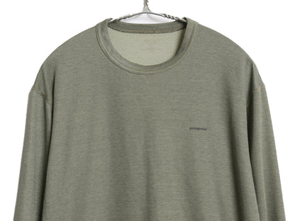 00s USA製 パタゴニア キャプリーン 長袖 Tシャツ メンズ L / 03年製 オールド アウトドア ボーダー ストレッチ アンダーシャツ ロンT 緑