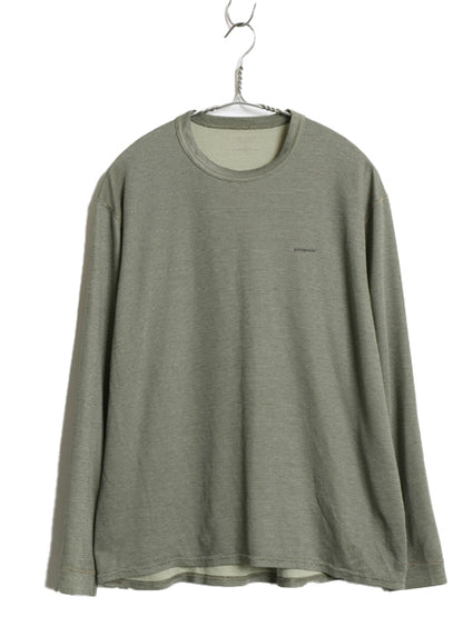 00s USA製 パタゴニア キャプリーン 長袖 Tシャツ メンズ L / 03年製 オールド アウトドア ボーダー ストレッチ アンダーシャツ ロンT 緑