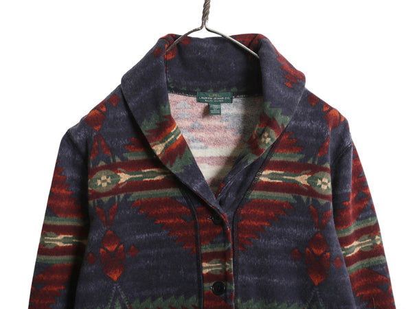 00s ラルフローレン ネイティブ柄 ショールカラー スウェット ジャケット レディース L オールド ポロ カーディガン 羽織り 前開き 裏起毛