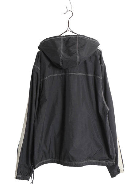 90s ☆ アディダス ナイロン アノラック パーカー ジャケット メンズ M / オールド Y2K プルオーバー ハーフジップ テック ジャンパー 黒