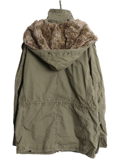 ポロ ラルフローレン ミリタリー ジャケット メンズ M / カナダ軍 フィールド タイプ 脱着 ボア パイル フリース ライナー パーカー カーキ