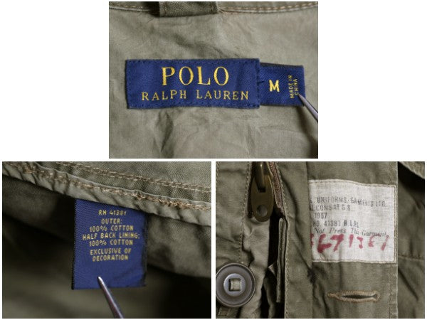 ポロ ラルフローレン ミリタリー ジャケット メンズ M / カナダ軍 フィールド タイプ 脱着 ボア パイル フリース ライナー パーカー カーキ
