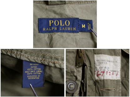 ポロ ラルフローレン ミリタリー ジャケット メンズ M / カナダ軍 フィールド タイプ 脱着 ボア パイル フリース ライナー パーカー カーキ