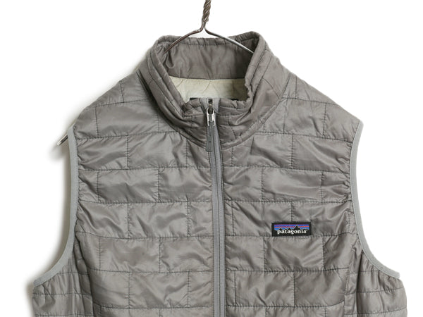 パタゴニア ナノ パフ ベスト レディース L 古着 15年製 中綿 ナイロン キルティング フルジップ 重ね着 前開き アウトドア パッカブル 灰
