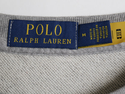 ポロ ラルフローレン ポニー ロゴ 刺繍 スウェット メンズ M クルーネック トレーナー プルオーバー 裏起毛なし 薄手 シンプル トップス 灰