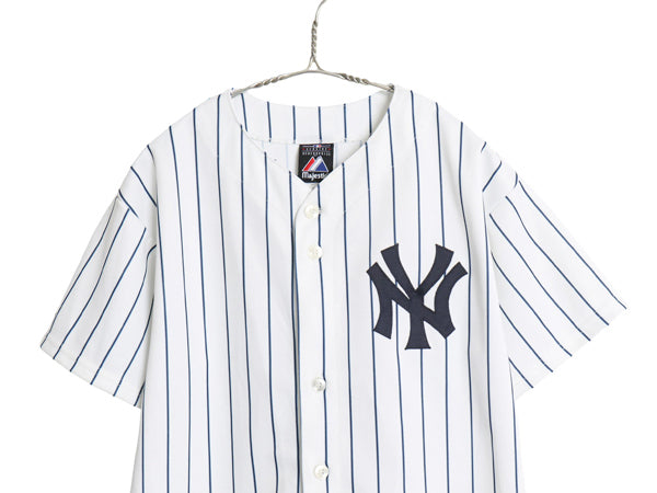 ヤンキース ベースボール シャツ キッズ XL メンズ S 程/ MLB オフィシャル マジェスティック 大リーグ ユニフォーム ジャージ 重ね着 野球