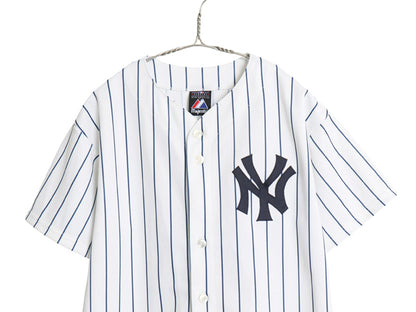 ヤンキース ベースボール シャツ キッズ XL メンズ S 程/ MLB オフィシャル マジェスティック 大リーグ ユニフォーム ジャージ 重ね着 野球