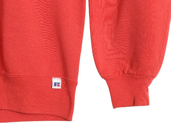 90s USA製 ラッセル 2段 カレッジ プリント スウェット メンズ レディース XL / オールド アイオワ トレーナー 前V 裏起毛 大きいサイズ 赤