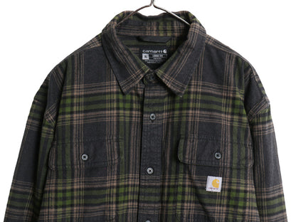 US企画 カーハート 長袖 ヘビー フランネル シャツ メンズ XL チェック LOOSE FIT ネルシャツ ワーク コットン 大きいサイズ マルチカラー