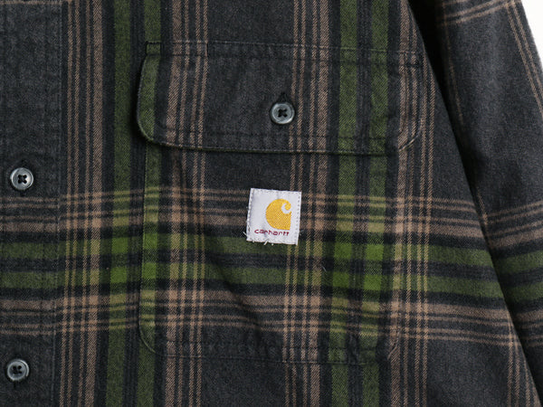 US企画 カーハート 長袖 ヘビー フランネル シャツ メンズ XL チェック LOOSE FIT ネルシャツ ワーク コットン 大きいサイズ マルチカラー