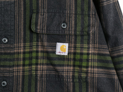 US企画 カーハート 長袖 ヘビー フランネル シャツ メンズ XL チェック LOOSE FIT ネルシャツ ワーク コットン 大きいサイズ マルチカラー