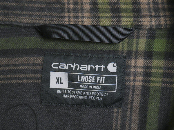 US企画 カーハート 長袖 ヘビー フランネル シャツ メンズ XL チェック LOOSE FIT ネルシャツ ワーク コットン 大きいサイズ マルチカラー