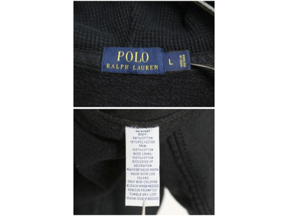 ポロ ラルフローレン フルジップ スウェット フード パーカー メンズ L トレーナー 裏起毛 ヘビーウェイト ワンポイント ブラック シンプル