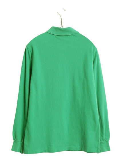 90s ラコステ 鹿の子 長袖 ポロシャツ メンズ S レディース М 古着 オールド 長袖シャツ ワンポイント コットン カットソー ワンポイント 