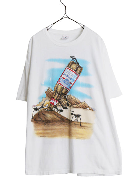 90s USA製 ★ バドワイザー アリ イラスト プリント Tシャツ メンズ XL オールド ビール 当時物 企業物 グラフィック シングルステッチ 白