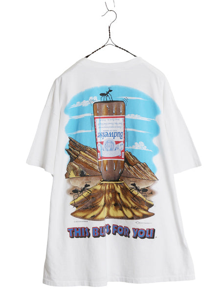 90s USA製 ★ バドワイザー アリ イラスト プリント Tシャツ メンズ XL オールド ビール 当時物 企業物 グラフィック シングルステッチ 白
