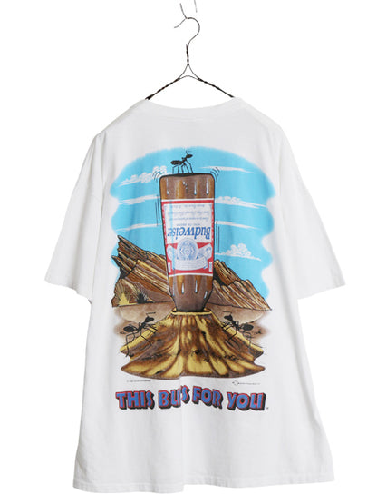 90s USA製 ★ バドワイザー アリ イラスト プリント Tシャツ メンズ XL オールド ビール 当時物 企業物 グラフィック シングルステッチ 白