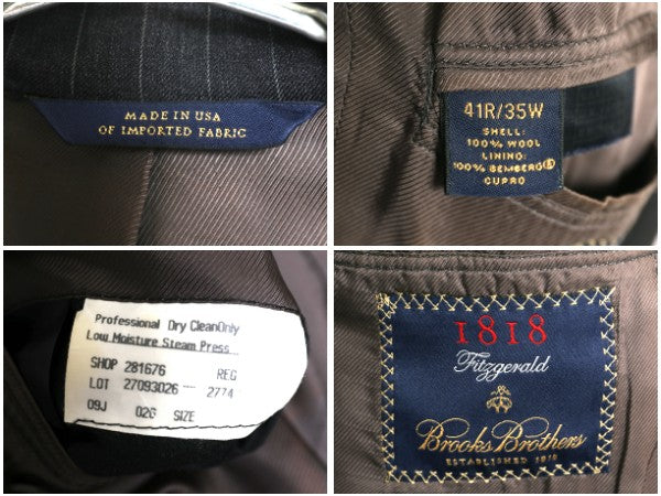 USA製 ブルックスブラザーズ テーラード ジャケット メンズ L 程/ 古着 ウール ブレザー スーツ サマー ストライプ きれいめ ビジネス 灰