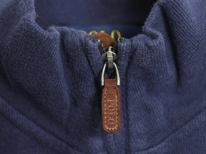 ポロ ラルフローレン ハーフジップ スウェット メンズ L プルオーバー コットン ニット ストレッチ ワンポイント ポニー刺繍 ハイネック 紺