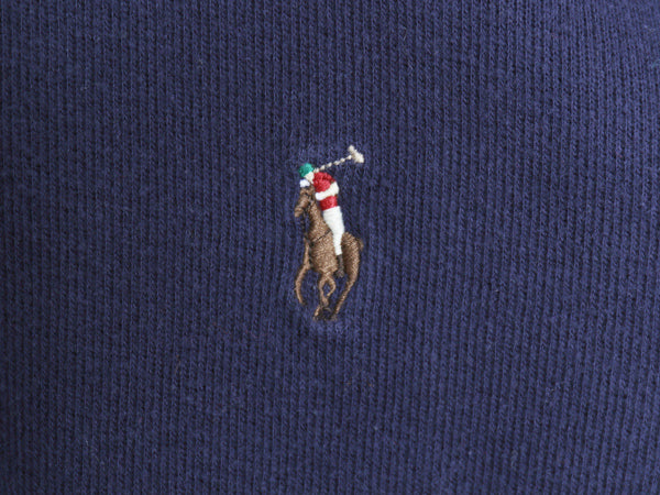 ポロ ラルフローレン ハーフジップ スウェット メンズ L プルオーバー コットン ニット ストレッチ ワンポイント ポニー刺繍 ハイネック 紺