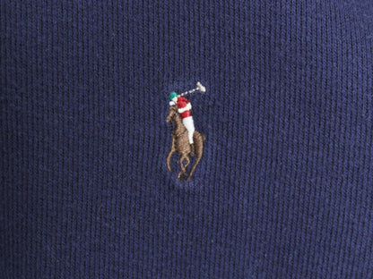 ポロ ラルフローレン ハーフジップ スウェット メンズ L プルオーバー コットン ニット ストレッチ ワンポイント ポニー刺繍 ハイネック 紺