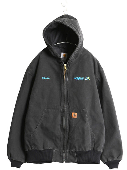  US企画 カーハート アクティブ ジャケット メンズ XL ワーク ダック パーカー 中綿 キルティング ライナー ブルゾン 大きいサイズ 黒 企業