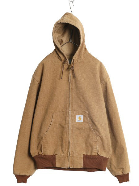 US企画 90s USA製 カーハート アクティブ ジャケット メンズ XL オールド ダック パーカー メッシュ ライナー フルジップ 大きいサイズ 茶