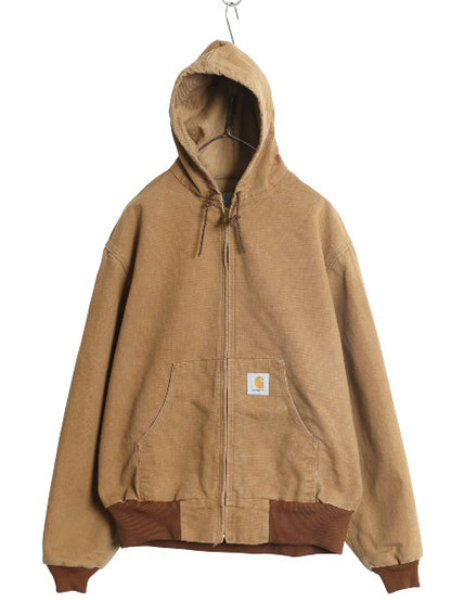 US企画 90s USA製 カーハート アクティブ ジャケット メンズ XL オールド ダック パーカー メッシュ ライナー フルジップ 大きいサイズ 茶