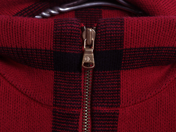 00s ローレン ラルフローレン コットン ニット セーター ジャケット レディース S オールド ポロ チェック ハイネック フルジップ ブルゾン