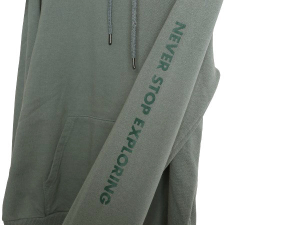 ノースフェイス プリント スウェット フード パーカー メンズ M 古着 裏起毛 プルオーバー トレーナー グラフィック ワンポイント グリーン