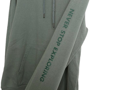 ノースフェイス プリント スウェット フード パーカー メンズ M 古着 裏起毛 プルオーバー トレーナー グラフィック ワンポイント グリーン