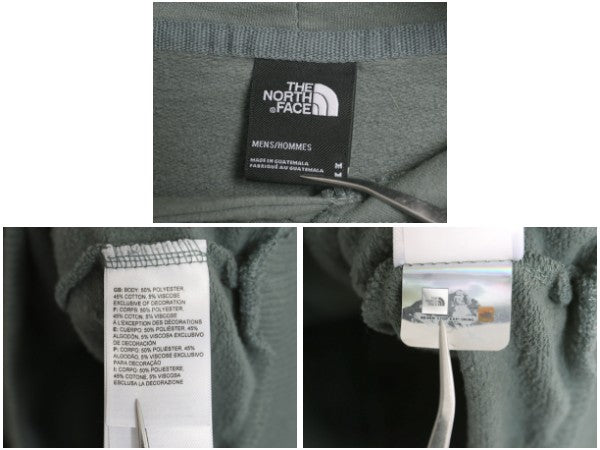 ノースフェイス プリント スウェット フード パーカー メンズ M 古着 裏起毛 プルオーバー トレーナー グラフィック ワンポイント グリーン