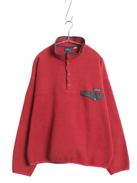 雪なし 90s USA製 ★ パタゴニア スナップT メンズ XL / 古着 アウトドア フリース プルオーバー ジャケット ポケット付き 赤 大きいサイズ