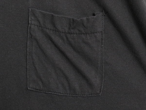 80s USA製 フルーツオブザルーム ポケット付き 無地 半袖 Tシャツ メンズ L 小さめ M 程/ ヴィンテージ ポケT 耳付き ブランク トップス 黒