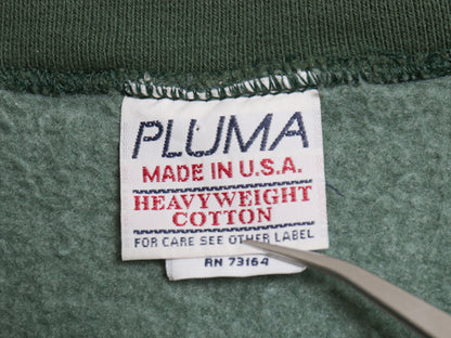 90s USA製 PLUMA 無地 スウェット メンズ L / 古着 オールド トレーナー 裏起毛 ヘビーウェイト クルーネック ブランク シンプル グリーン
