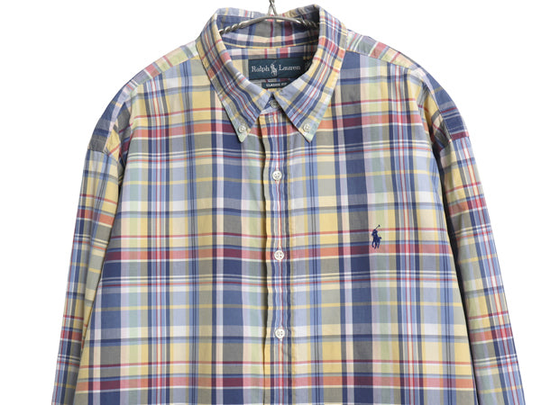 00s ラルフローレン マドラス チェック 長袖 ボタンダウン シャツ メンズ XL オールド ポロ 長袖シャツ コットン ワイシャツ 大きいサイズ