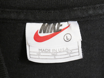90s USA製 ナイキ モックネック 長袖 Tシャツ メンズ L / オールド ワンポイント スウッシュ ハイネック ロンT ヘビーウェイト コットン 黒