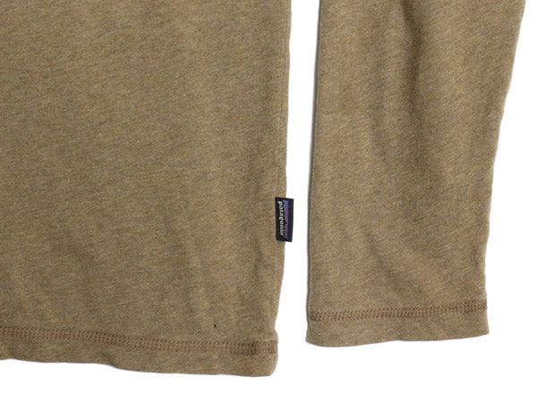 パタゴニア ヘンリーネック 長袖 Tシャツ メンズ M アウトドア ロンT オーガニック コットン カットソー ロングスリーブ 無地 インナー 茶
