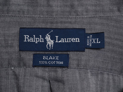 90s ラルフローレン ヘリンボーン ストライプ 長袖 ボタンダウン シャツ メンズ XL 古着 オールド ポロ 長袖シャツ コットン 大きいサイズ