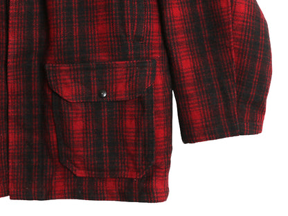 70s USA製 ウールリッチ チェック ハンティング ジャケット メンズ XL 程 ヴィンテージ ウール ハーフ コート ブルゾン 大きいサイズ 赤 黒
