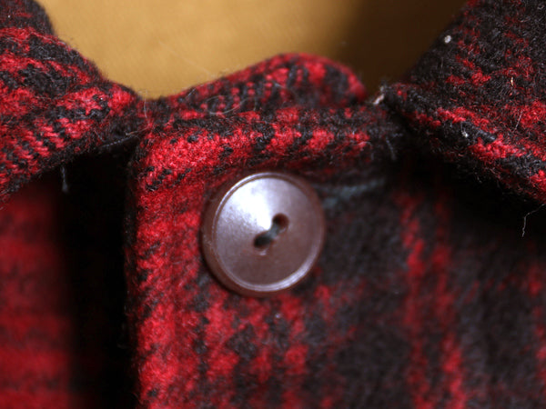 70s USA製 ウールリッチ チェック ハンティング ジャケット メンズ XL 程 ヴィンテージ ウール ハーフ コート ブルゾン 大きいサイズ 赤 黒