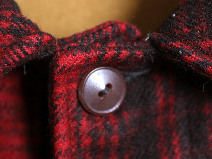 70s USA製 ウールリッチ チェック ハンティング ジャケット メンズ XL 程 ヴィンテージ ウール ハーフ コート ブルゾン 大きいサイズ 赤 黒