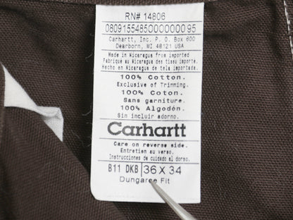US企画 カーハート ウォッシュド ダック ペインター パンツ メンズ 36 34 / ワーク ストレート ヘビーウェイト ボトムス ゆったり ブラウン