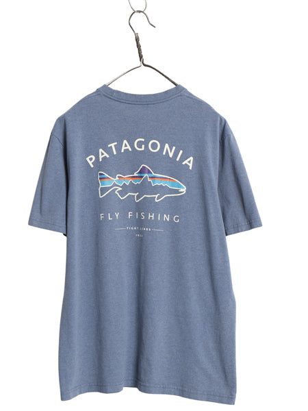 パタゴニア 両面 プリント 半袖 Tシャツ メンズ M / 19年製 アウトドア フィッツロイ フィッシュ グラフィック カットソー イラスト ブルー