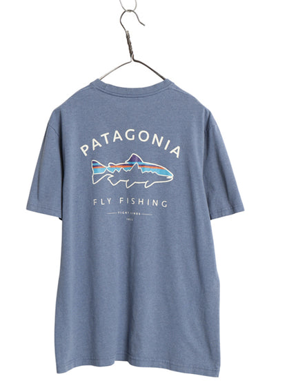 パタゴニア 両面 プリント 半袖 Tシャツ メンズ M / 19年製 アウトドア フィッツロイ フィッシュ グラフィック カットソー イラスト ブルー