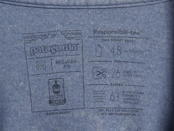 パタゴニア 両面 プリント 半袖 Tシャツ メンズ M / 19年製 アウトドア フィッツロイ フィッシュ グラフィック カットソー イラスト ブルー