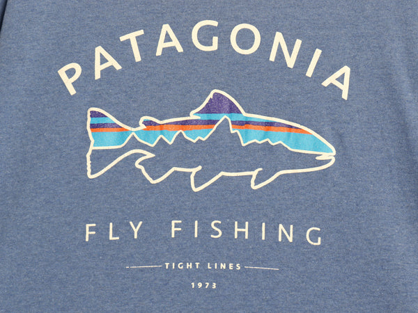 パタゴニア 両面 プリント 半袖 Tシャツ メンズ M / 19年製 アウトドア フィッツロイ フィッシュ グラフィック カットソー イラスト ブルー